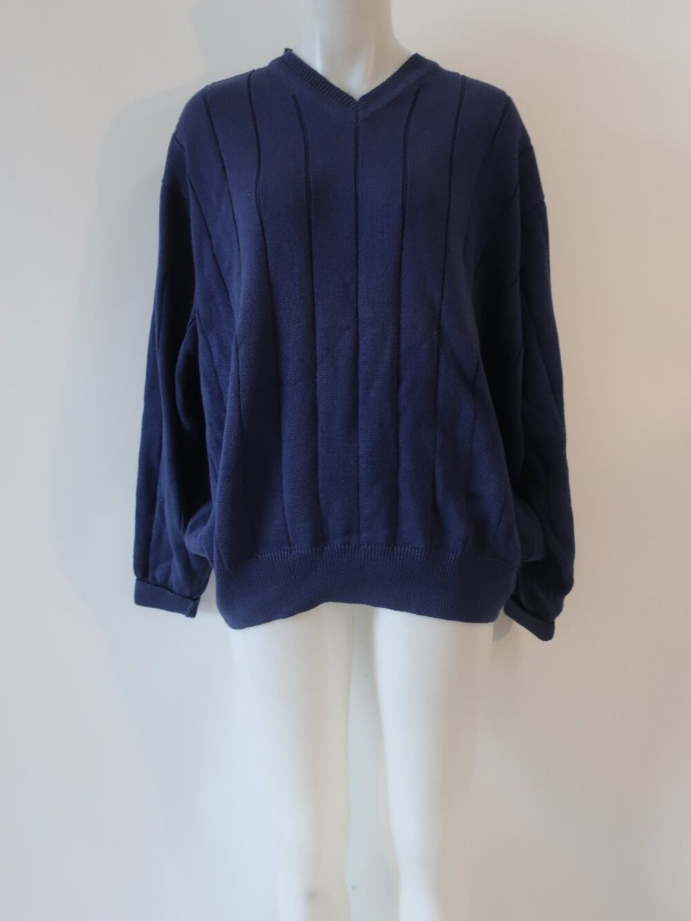 Mens Faconnable Blue 100% Cotton V-Neck Sweater XL
